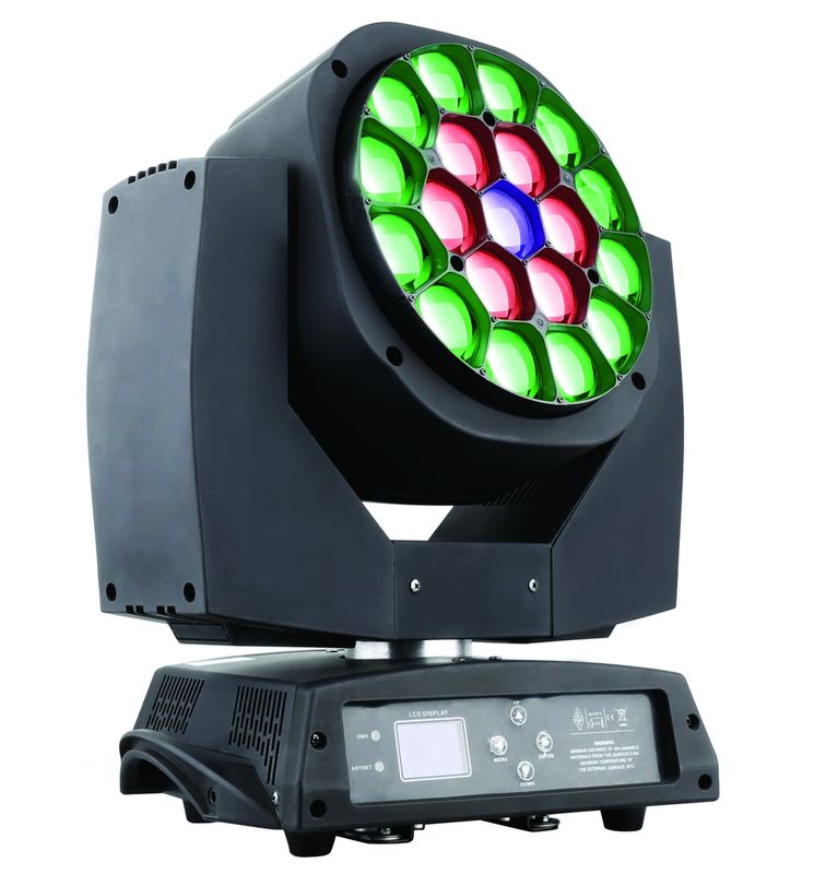 Rgbw 19 * 1 5W Di chuyển Di chuyển Đầu ánh sáng với Góc Phóng to 4 đến 60 độ
